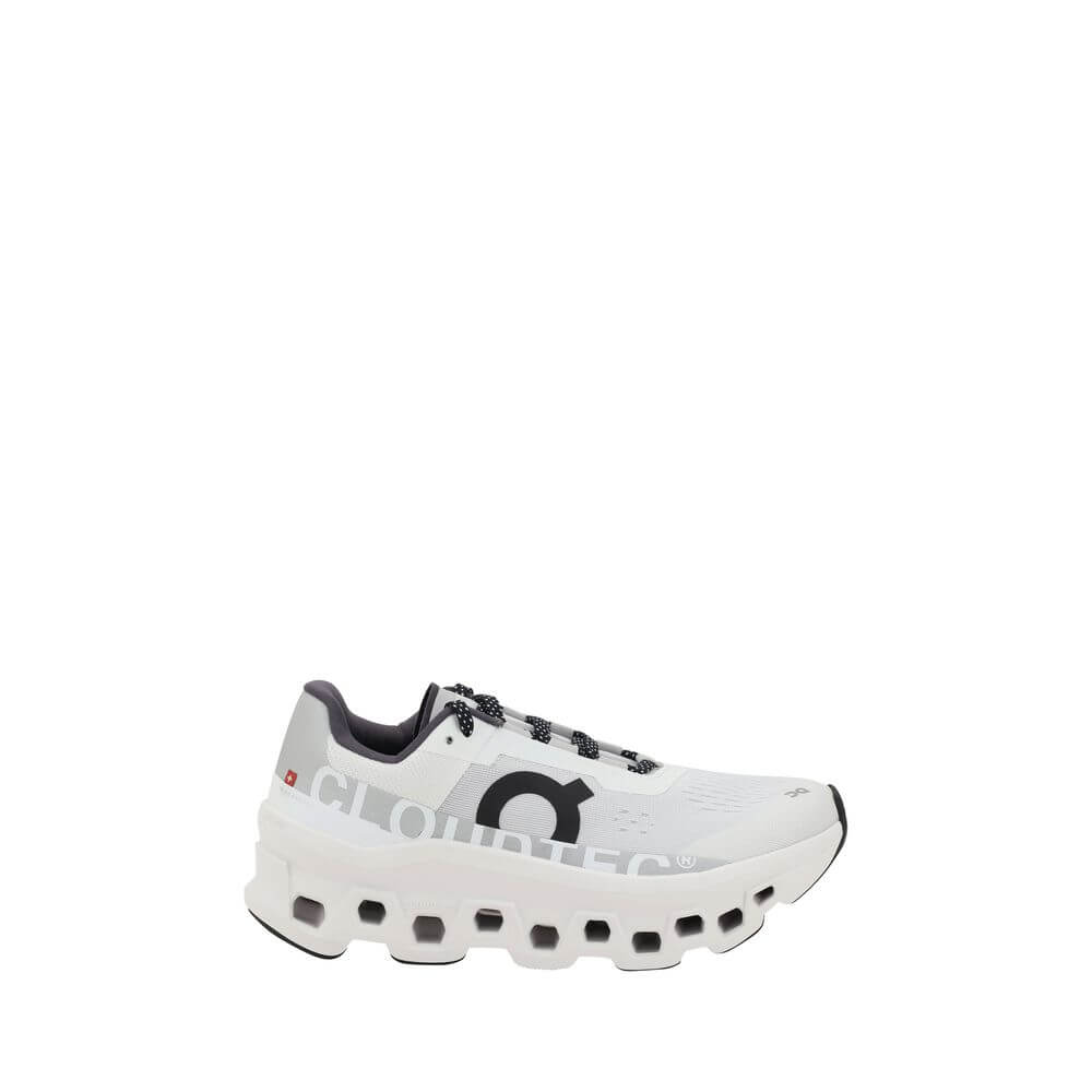 ON White Polyester Athletic Sneakers with lace-up closure and reinforced sole providing cushioning and modern look