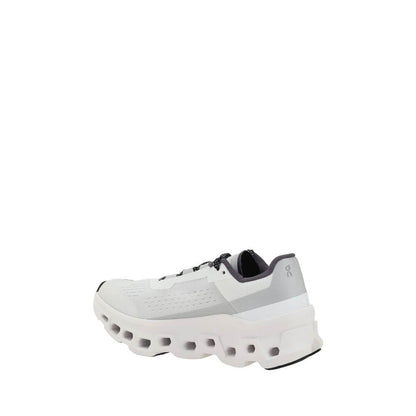 ON White Polyester Athletic Sneakers with technical design and perforated sole for cushioning and support.