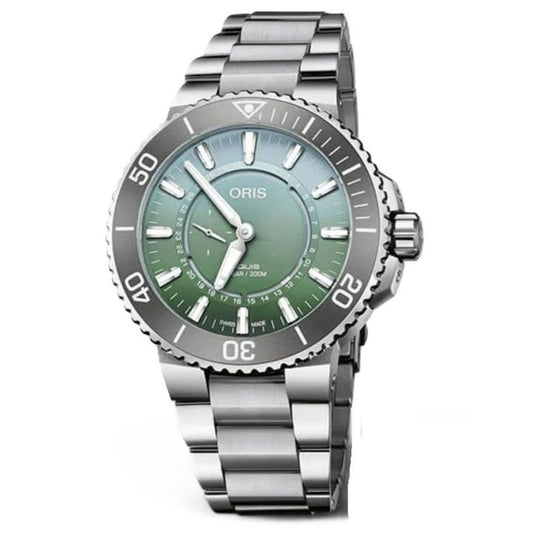 ORIS MOD. 74377344197SET luxury stainless steel watch with green dial