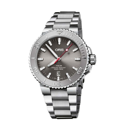 ORIS MOD. AQUIS DATE RELIEF wristwatch with stainless steel case and bracelet, 43.5mm, sapphire dial, mechanical automatic movement.