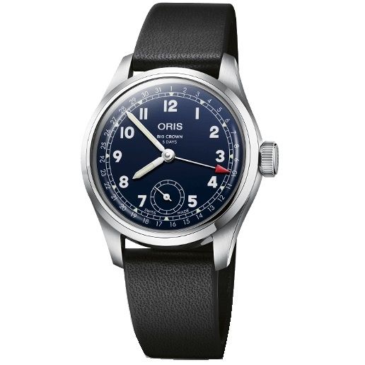 ORIS MOD. BIG CROWN POINTER DATE CALIBRE 403 wristwatch, 38 mm stainless steel case, leather strap, sapphire dial, Swiss-made, 5 ATM water-resistant.