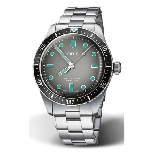 ORIS MOD. DIVERS SIXTY‑FIVE wristwatch with 40mm stainless steel case and bracelet, sapphire dial, water resistant to 10 ATM.