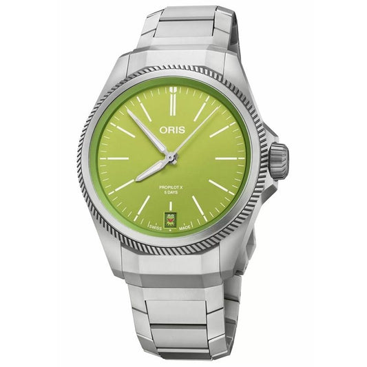 ORIS Mod. ProPilot X Kermit Edition - The Muppets serie titanium wristwatch with green dial, 39mm, water resistant. Swiss made.
