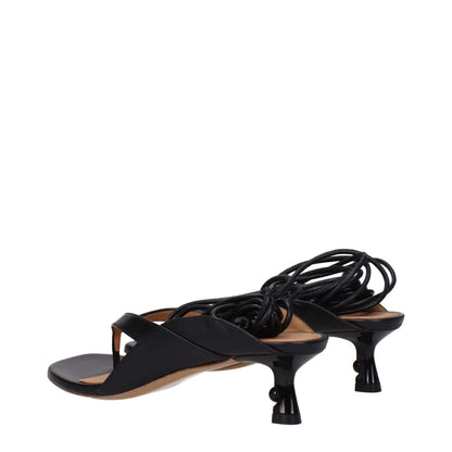 Off-White Black Leather Flip-Flop Sandals