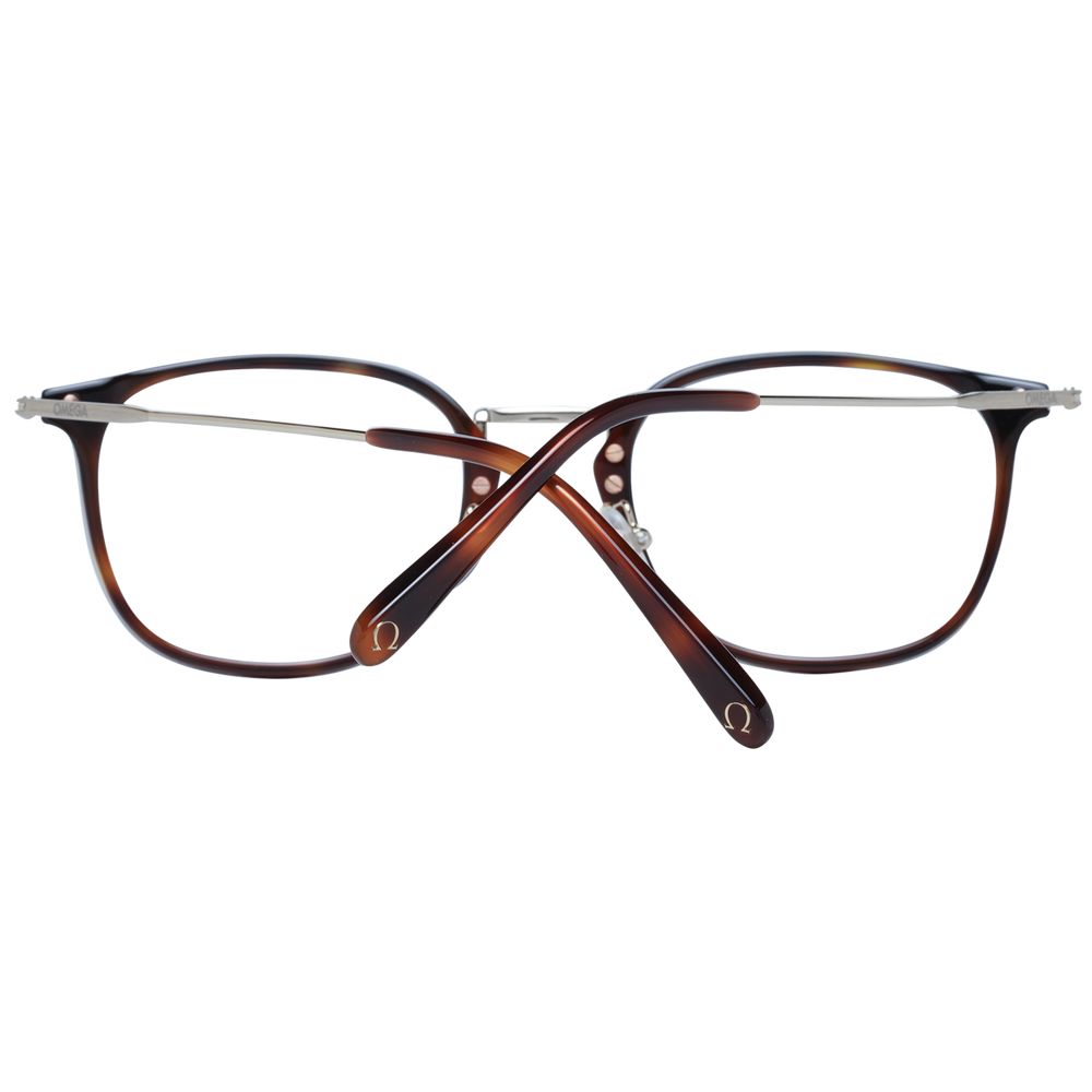 Omega Black Men Glasses Frame in black acetate and metal, full-rim rectangle style with demo lenses, perfect for modern fashion.
