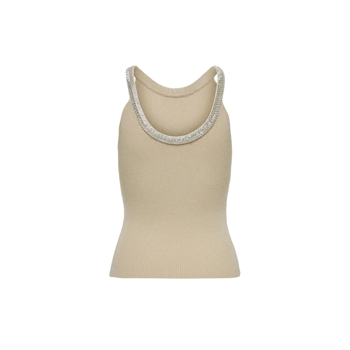 Only Beige Nylon Elastane Tank Tops 1728,67400106144,Beige,Clothing,M,New with tags,Only,T-Shirts - Clothing,Tank Tops - T-Shirts - Clothing,Women