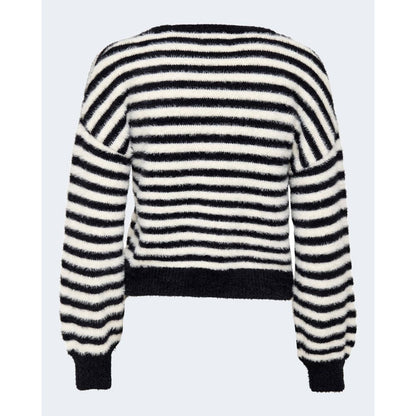 Only Black And White Marabou Sweatshirt with striped design, perfect for casual occasions, made from a nylon and acrylic blend.