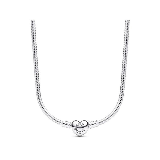 Alt Tag: "PANDORA JEWELRY Mod. 393091C00-45 silver 925° lady's necklace with heart pendant in official packaging"