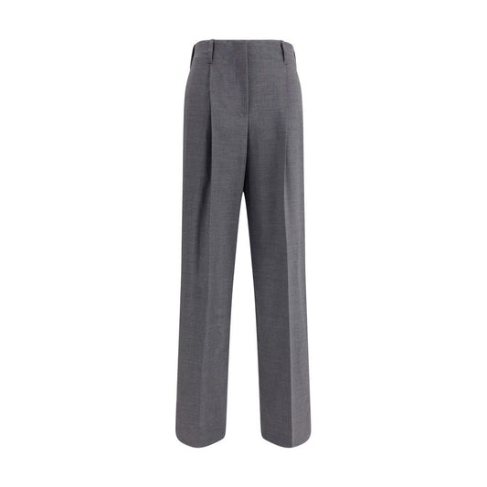 P.A.R.O.S.H. Gray Elastane Casual Pants with wide-leg, elastic waistband, button and zipper closure, side and welt pockets, wool blend.