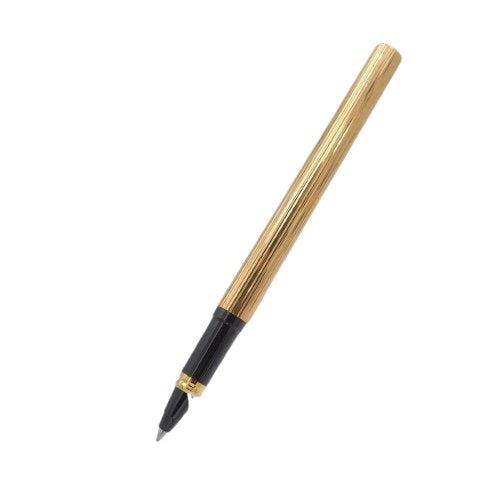 PENNE S-T- DUPONT MOD. 42070 luxury gold pen with black nib, elegant writing instrument on white background.