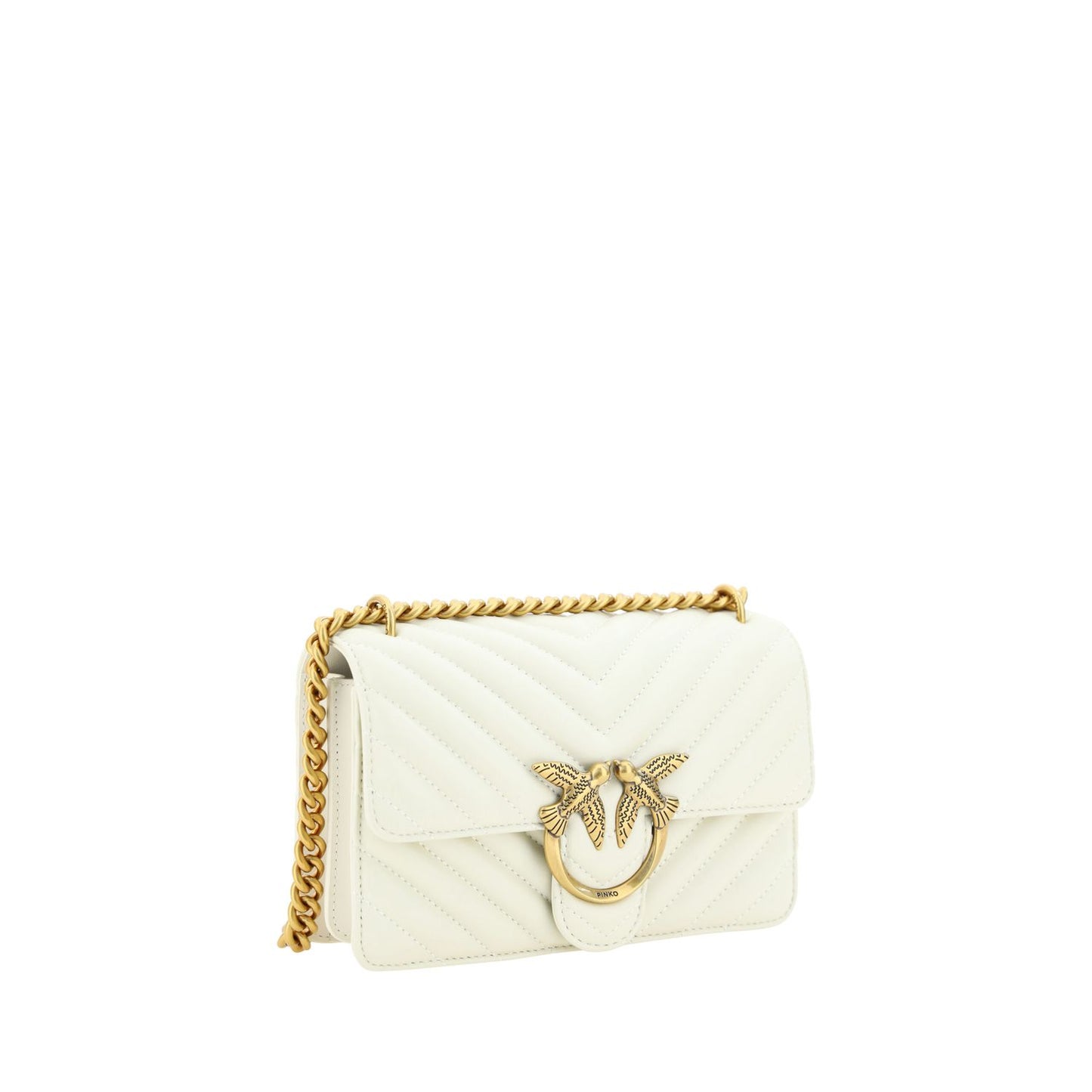 PINKO Elegant White Mini Love Shoulder Bag