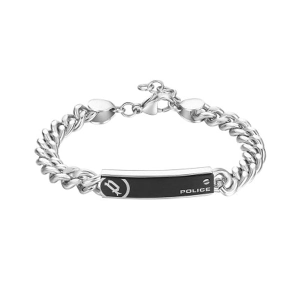 POLICE JEWELS JEWELRY Mod. PEAGB0010801 men's bracelet with chain and engraved details.