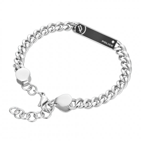 POLICE JEWELS JEWELRY Mod. PEAGB0010801 silver bracelet with black accent, stylish chain design for modern fashion.