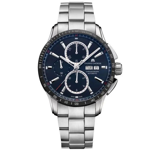 MAURICE LACROIX MOD. PONTOS S CHRONO wristwatch with stainless steel case, 43mm, automatic movement, chronograph, day & date features.