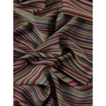 Paul Smith Signature Stripe wool and silk scarf in dark red with frayed edge and wraparound style, featuring vibrant stripes.