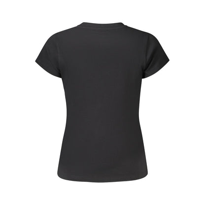 Pepe Jeans Black Cotton Women T-Shirt with bold embroidery and logo