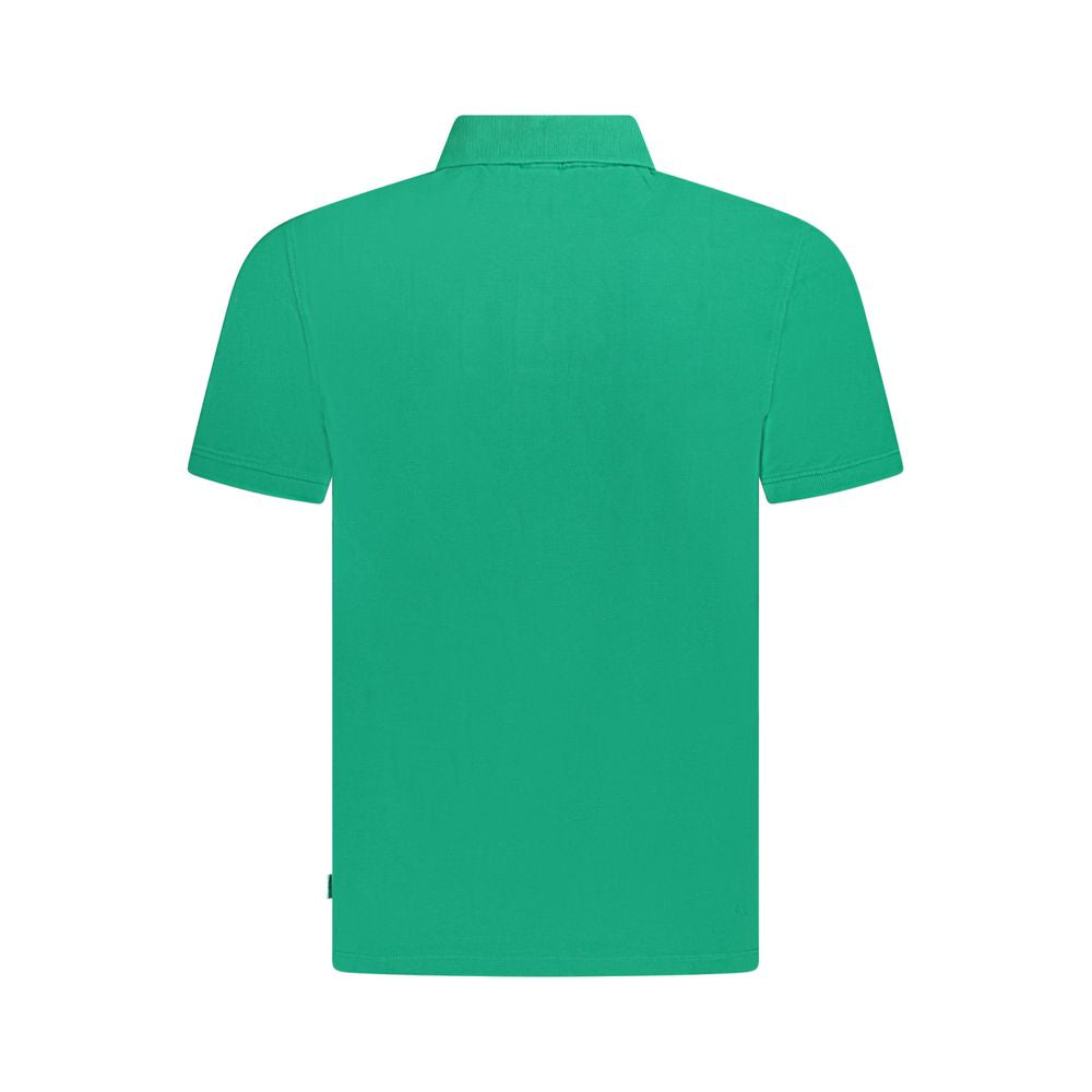 Pepe Jeans Green Cotton Polo Shirt back view, short sleeve, 2 buttons, with logo embroidery, made of 100% sustainable cotton.