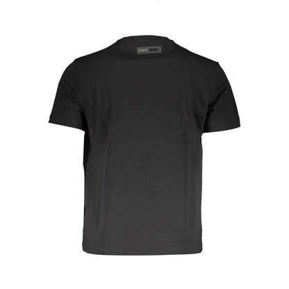 Plein Sport Black Cotton T-Shirt with short sleeves, crew neck, and printed logo on the back view