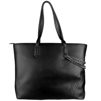 Plein Sport Black Polyethylene Women Shoulder Bag with chain detail and zip closure