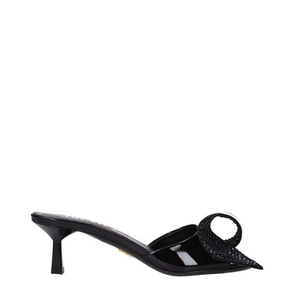 Prada Black Leather Sandals with open toe, mid heels, and front detail for a stylish casual look. MPN 1XX6913LOC055F0002, 5.5 cm heel, leather sole.