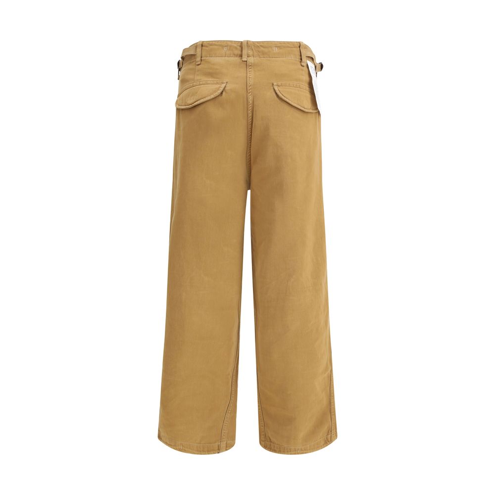 Back view of R13 Brown Cotton Cargo Pants with flap pockets and drawstring hem.