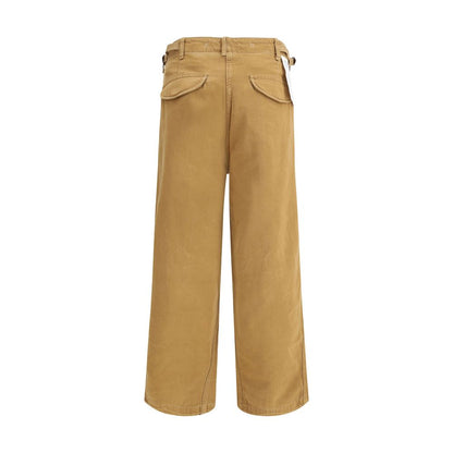 Back view of R13 Brown Cotton Cargo Pants with flap pockets and drawstring hem.