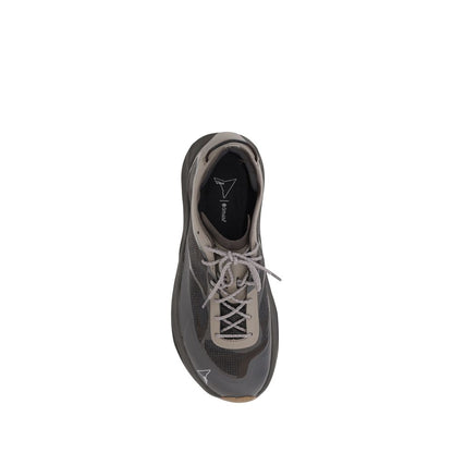 Top view of ROA Brown Polyester Athletic Sneakers with reinforced toe and lace-up closure, featuring a bold platform sole and branded insole.