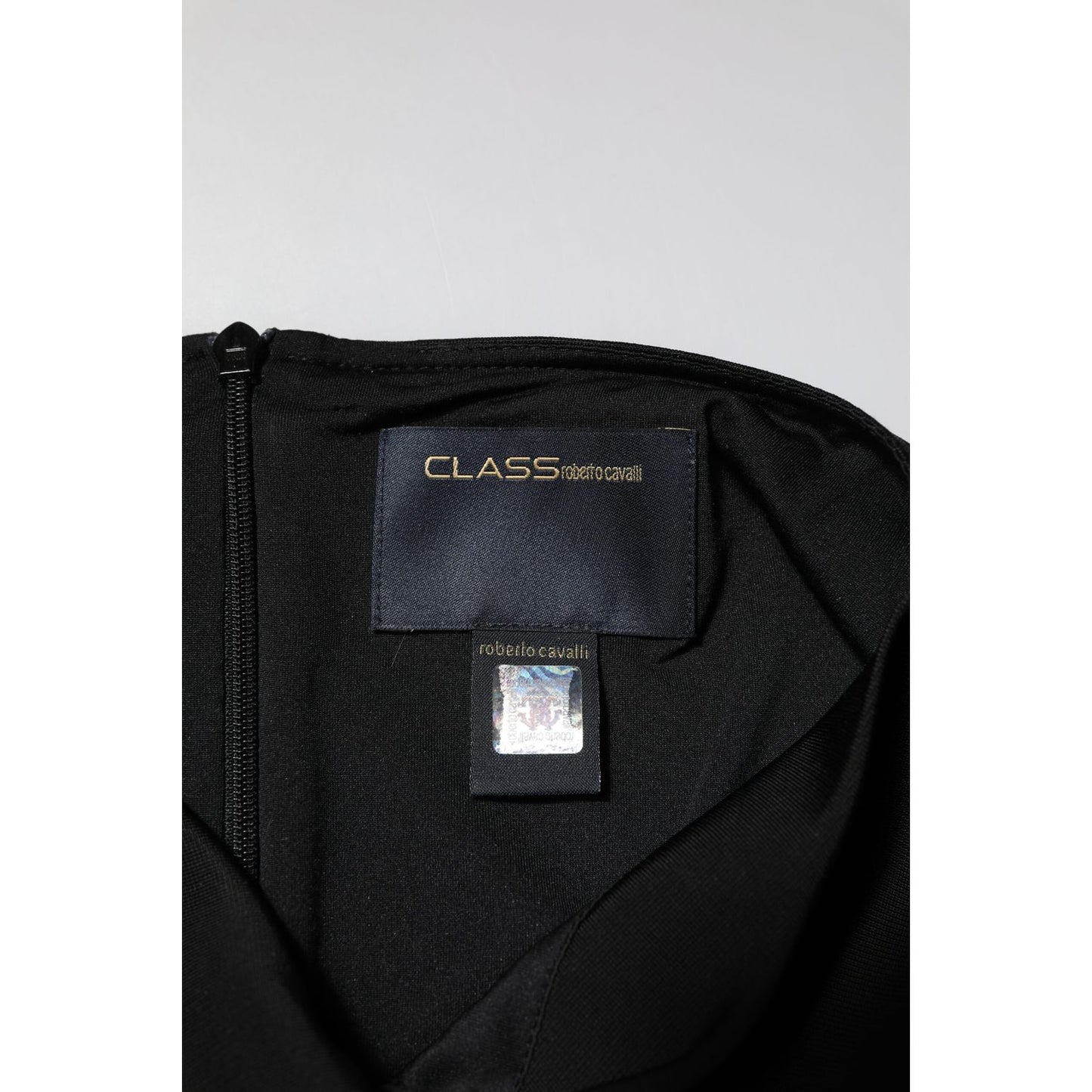 Roberto Cavalli Black Bodycon Short Sleeves Dress