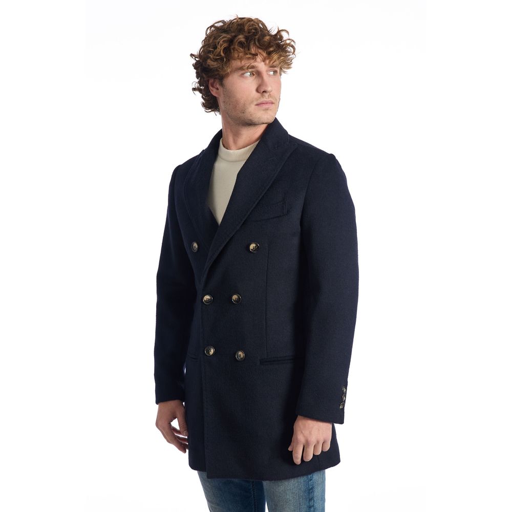 Roberto Pepe Luxury Blue Wool Men Jacket