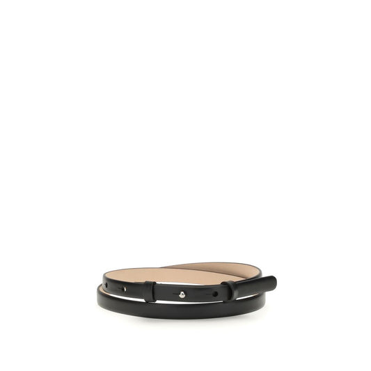 SA SU PHI Black Leather Thin Belt