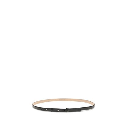 SA SU PHI Black Leather Thin Belt
