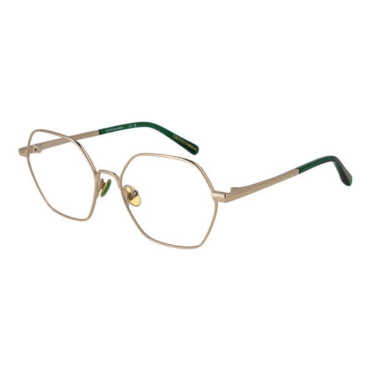 SCOTCH & SODA MOD. SS1025 53405 lady's eyeglasses in gold with elegant design and green accents.