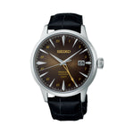 SEIKO PRESAGE Mod. COCKTAIL AUTOMATIC - RUSTY NAIL wristwatch, stainless steel case, leather strap, water resistant 5 ATM, GMT function