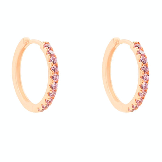 STROILI Mod. 1682425 rose gold hoop earrings with pink stones