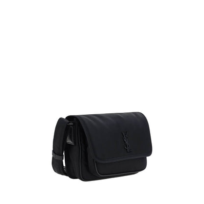Saint Laurent Black Polyamide Shoulder Bag with YSL logo, adjustable strap, magnetic flap, AW25, 21x21x6, 100% Polyamide