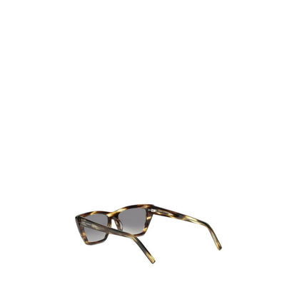 Saint Laurent Gray Acetate Sunglasses with semi-transparent square frame and iconic engraving, perfect for a modern look.