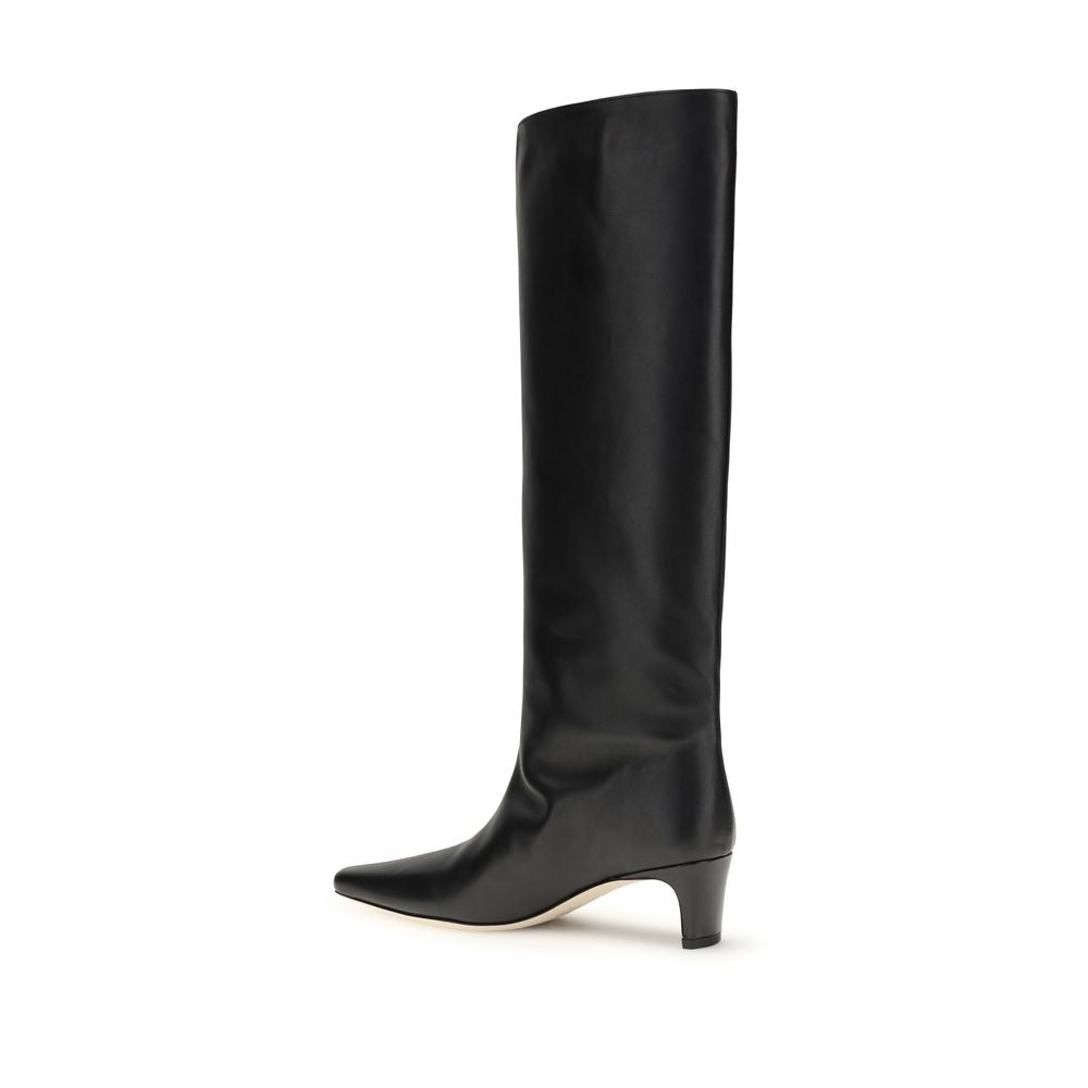 Staud Black Calf Leather Bos Taurus High Heel Boots