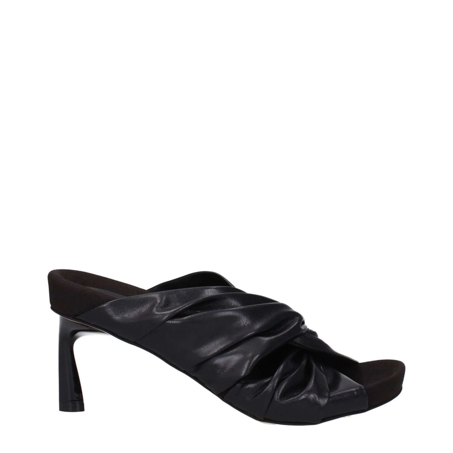 Stella McCartney Black Leather Stiletto Heel Sandals with eco sole, 7 cm heel, and open toe design. MPN: 810407AP02501000