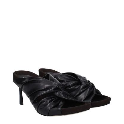 Stella McCartney Black Leather Stiletto Heel Sandals, eco-friendly open toe with 7 cm mid heel and 2.5 cm platform.