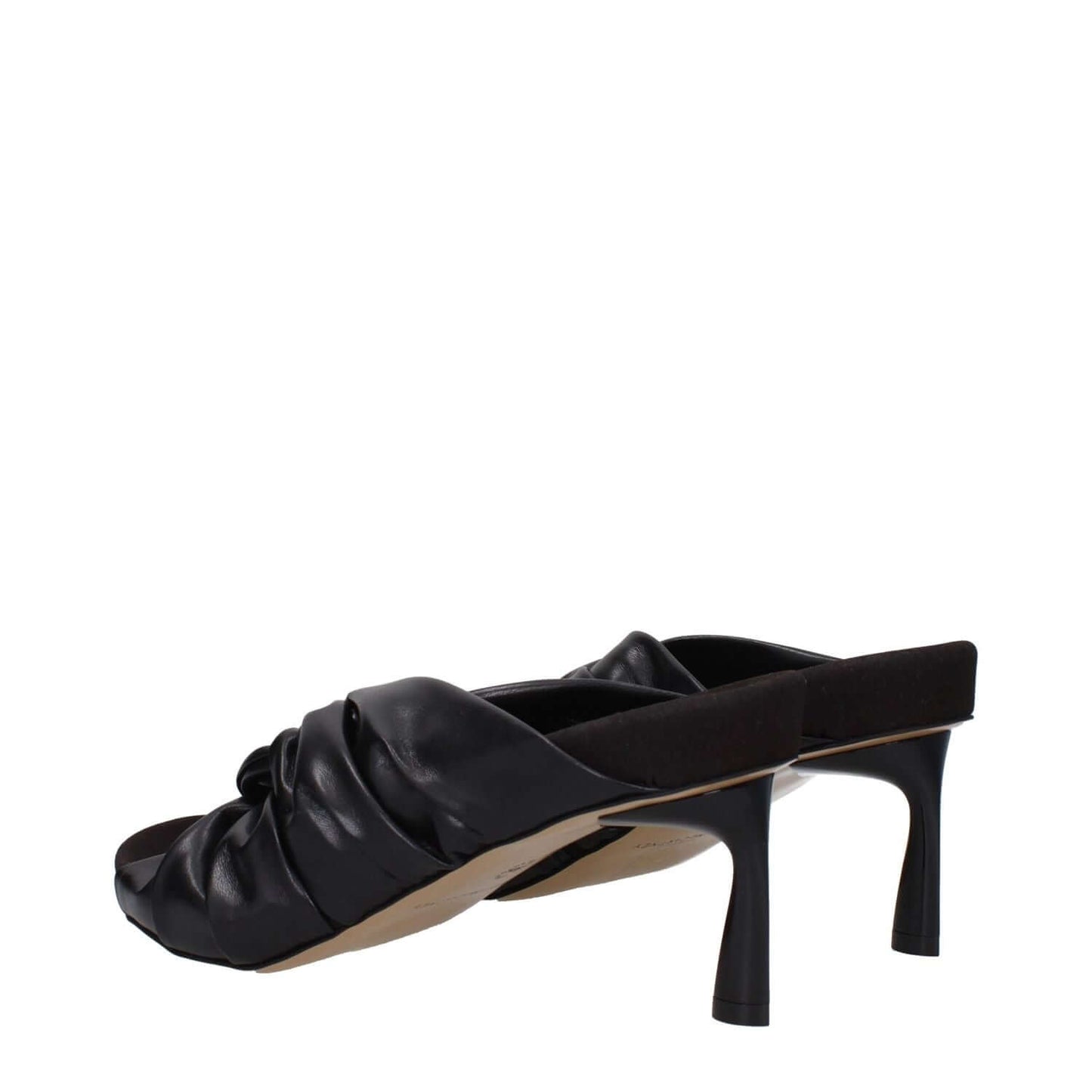 Stella McCartney Black Leather Stiletto Heel Sandals with eco sole, 7 cm heel, and open toe