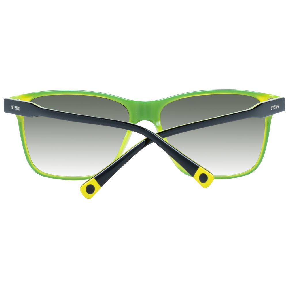 Sting Black Men Sunglass with mirrored gradient lenses, black plastic frame. Full-rim, UVA & UVB protected. Includes branded case.