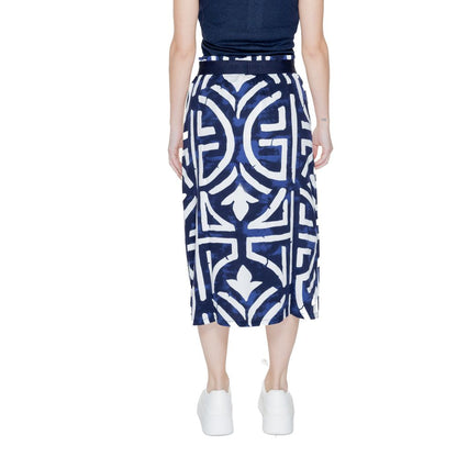 Street One Blue Viscose Long Skirt