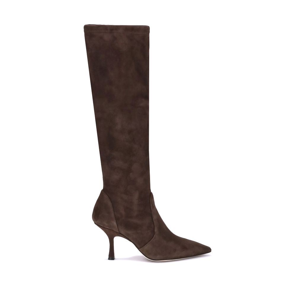 Stuart Weitzman Brown Calf Leather Bos Taurus High Heel Boots