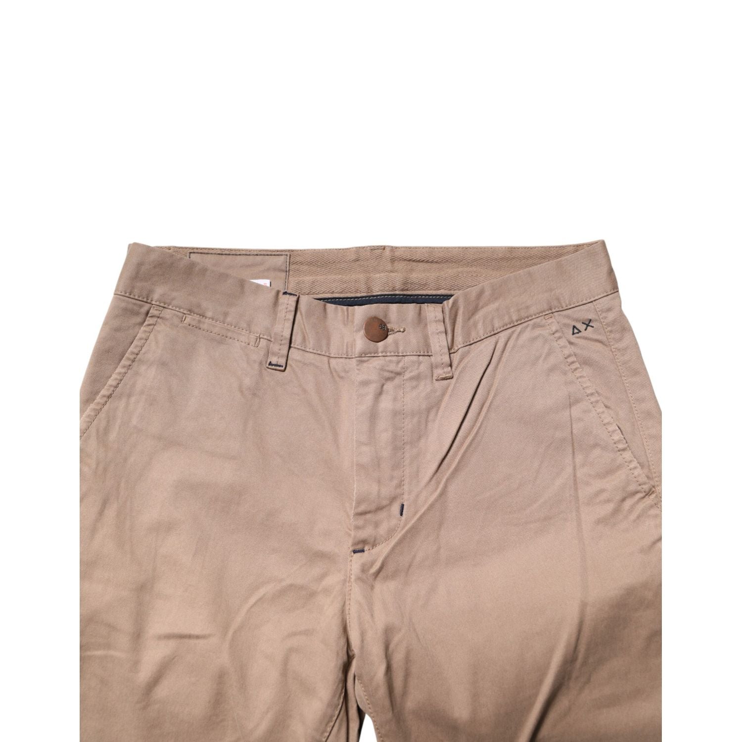 Sun68 Beige Cotton Mid Waist Straight Men Chino Trouser Pants