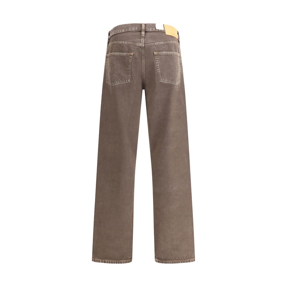 Back view of Sunflower Brown Cotton Relaxed Fit Jeans with eco-friendly features and twisted seams.