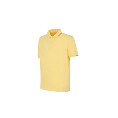 Suns Yellow Cotton Polo Shirt with ribbed collar, logo on sleeve, and front button closure