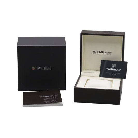 Official packaging box for TAG HEUER Mod. CARRERA CAL. Heuer 02 wristwatch, featuring Swiss craftsmanship and brand authenticity.
