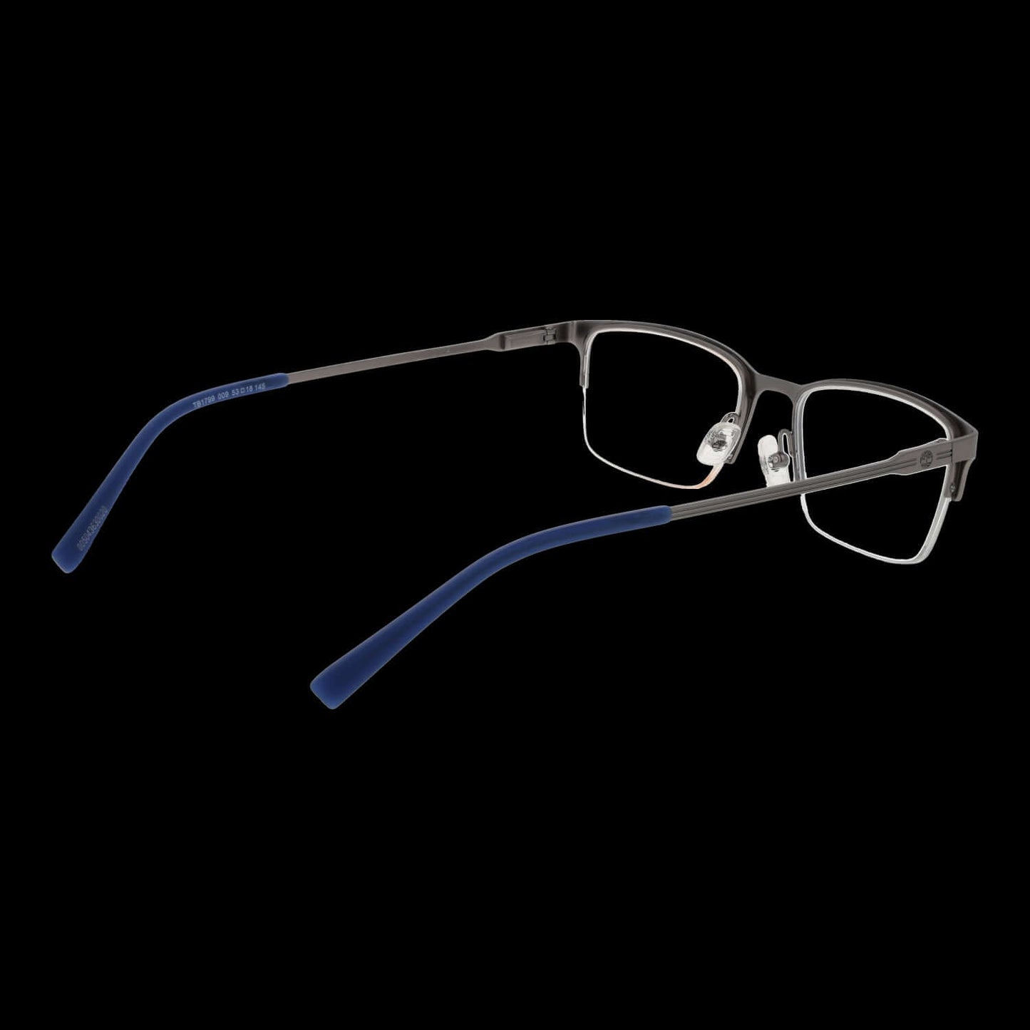 TIMBERLAND MOD. TB1799 53009 gent's eyeglasses with metal frame, side view showing blue temple tips, perfect for men.
