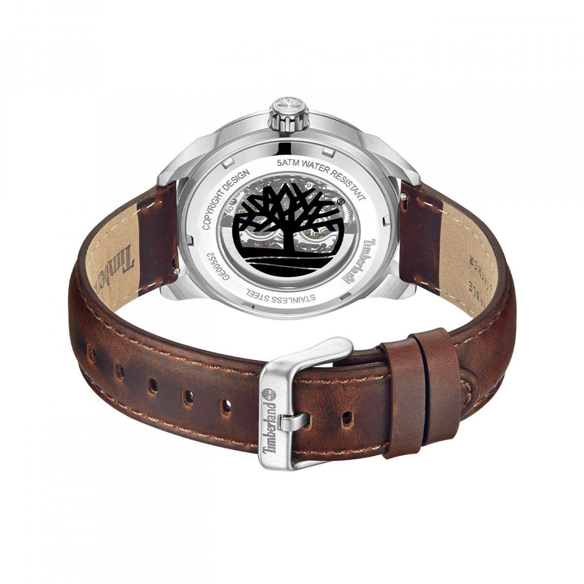 Back view of TIMBERLAND WATCHES Mod. TDWGE0055203 with leather strap and logo design