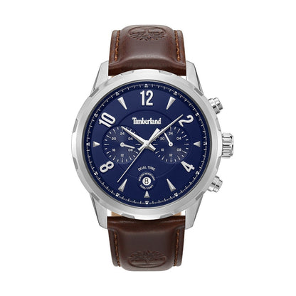 TIMBERLAND WATCHES Mod. TDWGF0082903 with brown leather strap and blue dial, elegant design suitable for men.